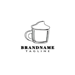 cute coffee cup logo cartoon icon design template black isolated vector illustration