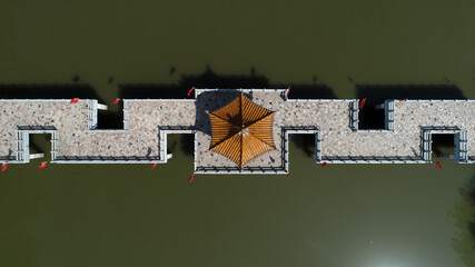 Viewing pavilions and bridges from the air, aerial photos, North China