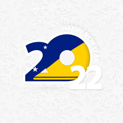 Happy New Year 2022 for Tokelau on snowflake background.