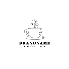 coffee cup logo cartoon icon design template black isolated vector