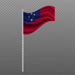 Samoa waving flag on metal pole.