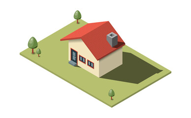 Home lawn background with trees isometric view