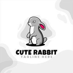 cute bunny character logo design