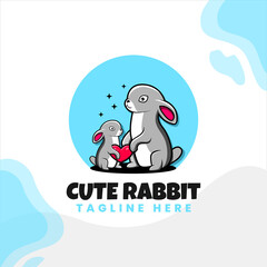 cute bunny character logo design