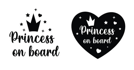 Car sticker Princess on board, icon, sticker 