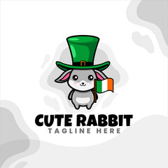 cute bunny character logo design