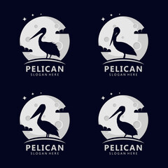 Pelican concept logo on the moon