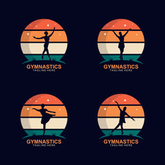 Silhouette of gymnastics logo design vector