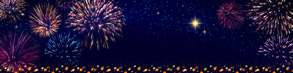 Fototapeta premium Abstract colored firework background . New Year background.