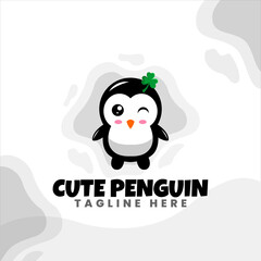 Cute Penguin Cartoon Vector Icons Illustration