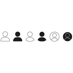 Set user avatar icon, button, profile symbol, flat person icon. User profile login or access authentication icon. Two-tone version on black and white background.Vector illustration