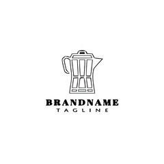 coffee pot logo cartoon icon design template black isolated vector illustration