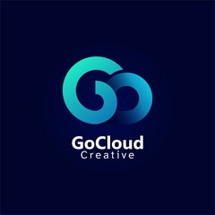 Obraz premium Modern Cloud logo letter GO gradient modern color
