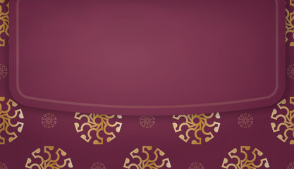 Baner of burgundy color with abstract gold pattern for design under your text