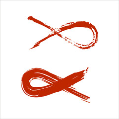 Symbolic ribbon in grunge style. Cancer ribbon.Awareness ribbon.Vector Hand Made style. red ribbon isolated on white background