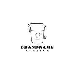 coffee takeaway logo cartoon icon design template black isolated vector illustration
