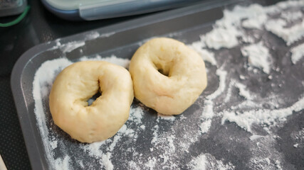 Homemade donuts ready to fry