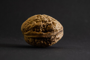 walnut close-up on a black background