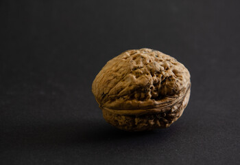 walnut close-up on a black background