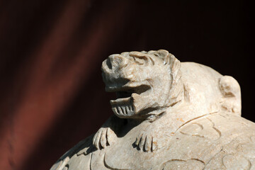 Ancient stone lion at the gate, Beijing