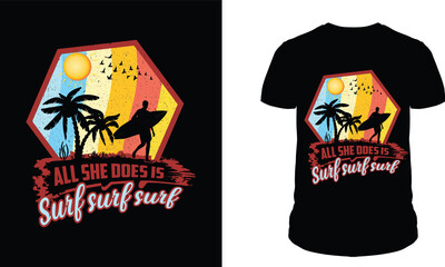 Summer, Beach, Ocean, Van Life T Shirt Design and Retro-Vintage T Shirt Design