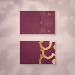 Burgundy abstract gold pattern business card for your business.