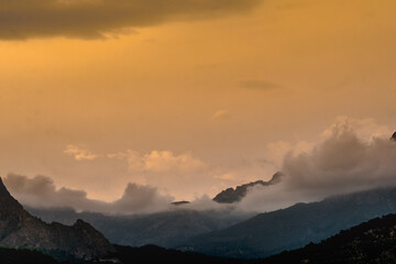 The town of Orxeta in Alicante, Spain, on a stormy afternoon