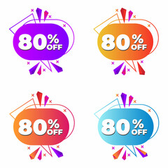 80% Off Sale Discount Tag, Sticker, Label, Sign, Price tag with 80% Percentage off. Special Offer promo design with discount sticker,discount tag,special offer 80%