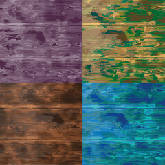 four creative colored wooden textures. vector illustration
