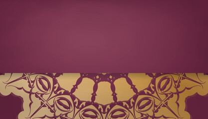 Burgundy banner with greek gold pattern for logo design