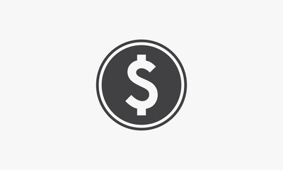 circle icon coin dollar isolated on white background.