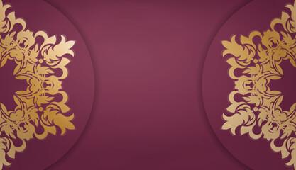 Burgundy banner with luxurious gold pattern and space for your logo or text