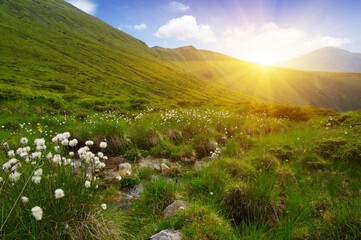 Fototapeta premium Mountain landscape on sun