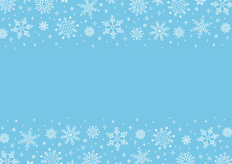 Snowflake Frame, Card template, White Line art on Light Blue Background