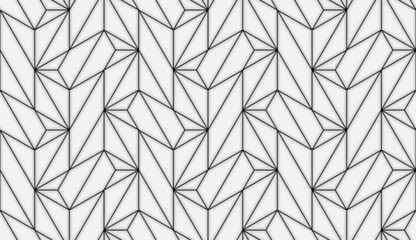 Pattern with thin blured straight lines and geometric shapes on light background. Seamless abstract linear stylish texture. Monochrome modern background. Linear graphic illustration.