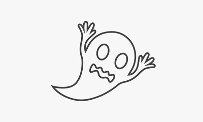 line icon flying ghost isolated on white background.