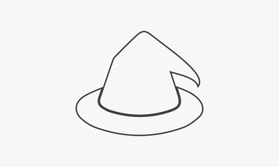 line icon witch hat isolated on white background.