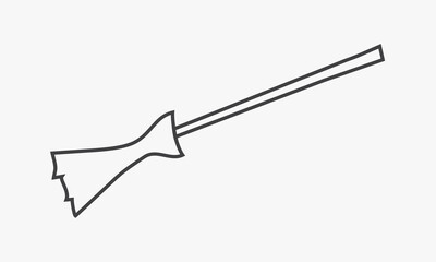 line icon broomstick isolated on white background.