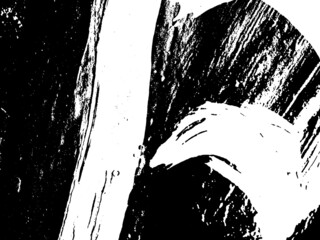 Grunge is black and white. Texture of black strokes on a white background. Abstract chaotic movements with a dry brush. Monochrome pattern of worn surface