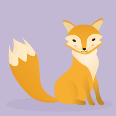 Cute cartoon fox sitting in modern simple flat style. Vector illustration