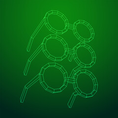 Nerd Round Retro Glasses. Wireframe low poly mesh vector illustration.