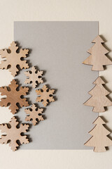 christmas tree and snowflake background with space