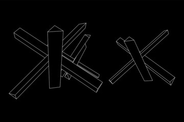 Hedgehog antitank defence. Wireframe low poly mesh vector illustration.