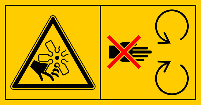 cmssn49 CombinationMachineSafetySignNew cmssn - mssn25mssn10h horizontal - Maschinenkennzeichnung . Schutzeinrichtung bei laufendem Motor nicht &ouml;ffnen oder entfernen . Finger mit Propeller . g10904