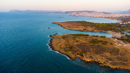 Fototapeta na wymiar Amazing aerial view of island on Crete, Greece.