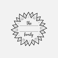 Family Monogram with Blank Space for Name, Floral Ornament for print, card etc