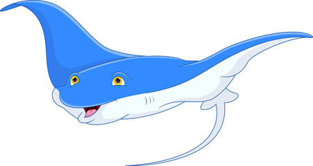 cute stingray cartoon isolated on white background