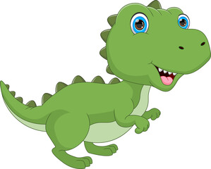 cartoon cute baby dinosaur on white background