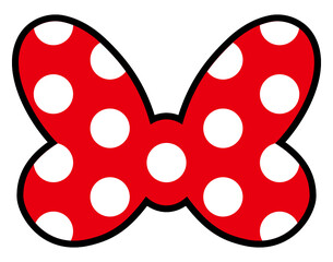 Red and White Polka Dot Hair Bow Vector Clipart