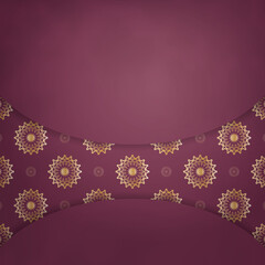 Burgundy flyer with vintage gold ornament for your brand.